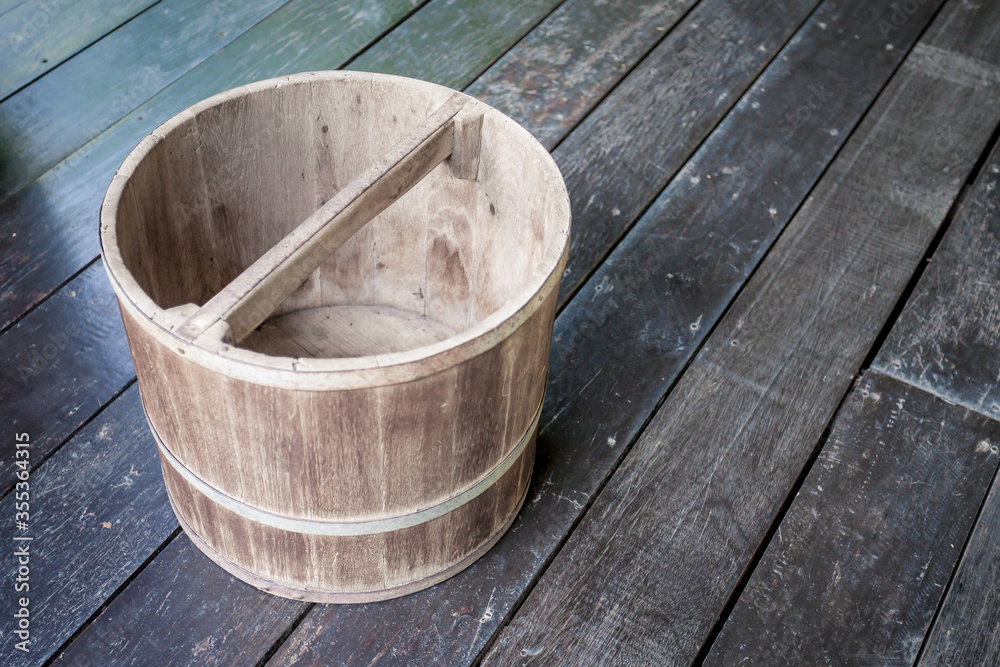 old wooden bucket