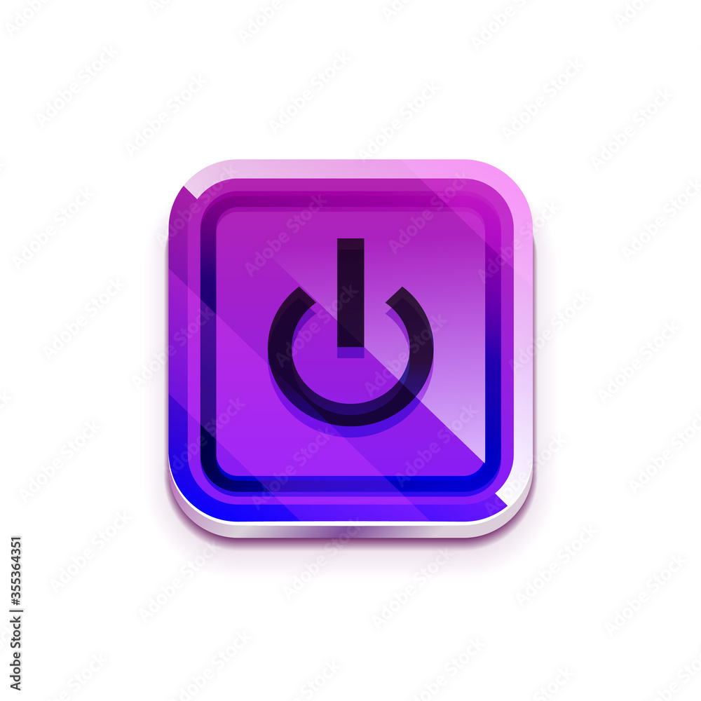 Glossy power web button, vector icon Glossy power web button, vector icon