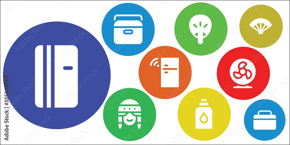 Fototapeta premium Modern Simple Set of cooler Vector filled Icons