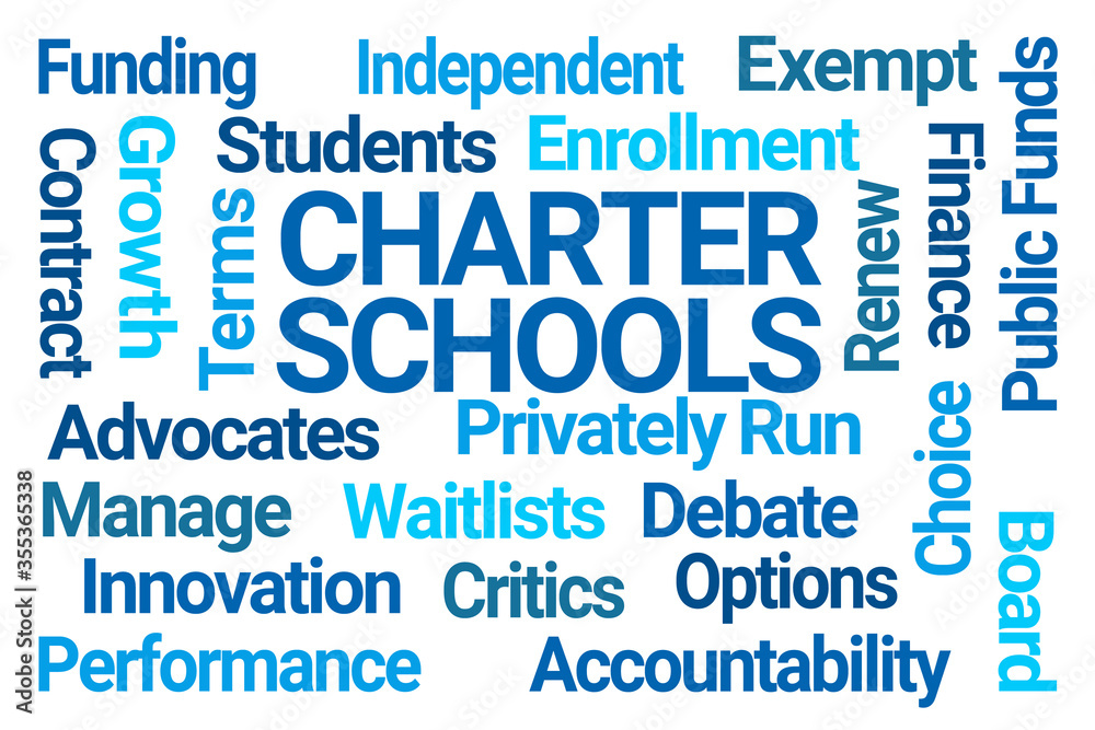 Charter Schools Word Cloud on White Background Charter Schools Word Cloud on White Background