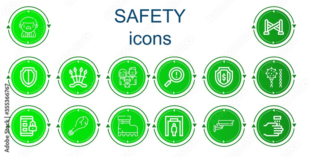 Editable 14 safety icons for web and mobile Editable 14 safety icons for web and mobile