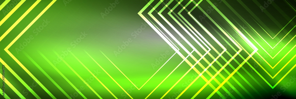 Shiny neon glowing techno lines, hi-tech futuristic abstract background template with square shapes Shiny neon glowing techno lines, hi-tech futuristic abstract background template with square shapes