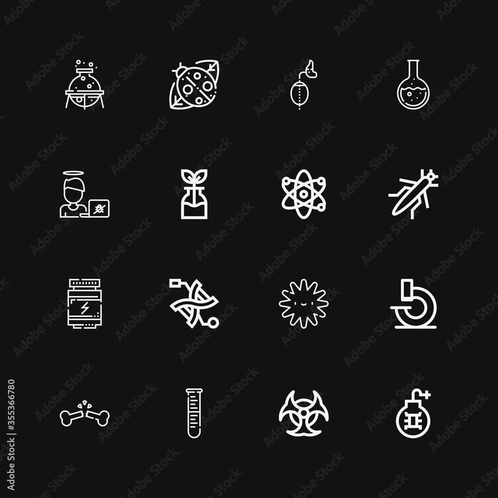 Editable 16 biology icons for web and mobile