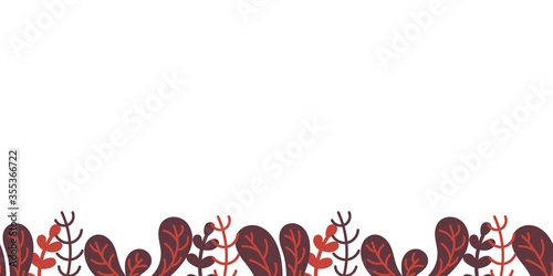 Banner with red leaves in doodle style.