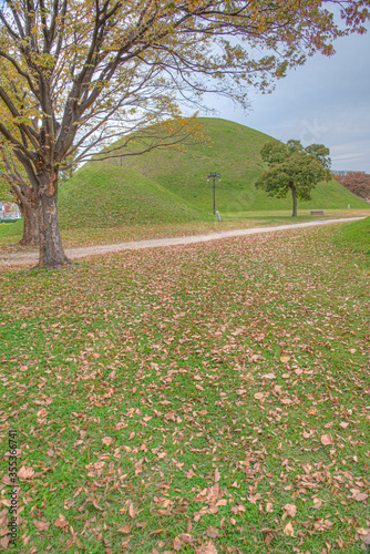 Burial tombs in center of Gyeongju, Republic of Korea photo