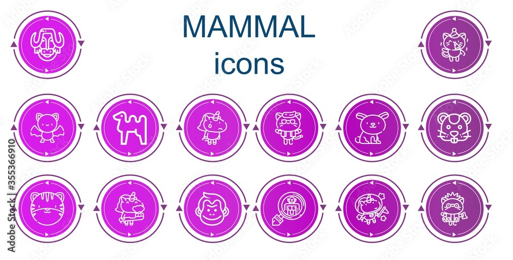Editable 14 mammal icons for web and mobile Editable 14 mammal icons for web and mobile