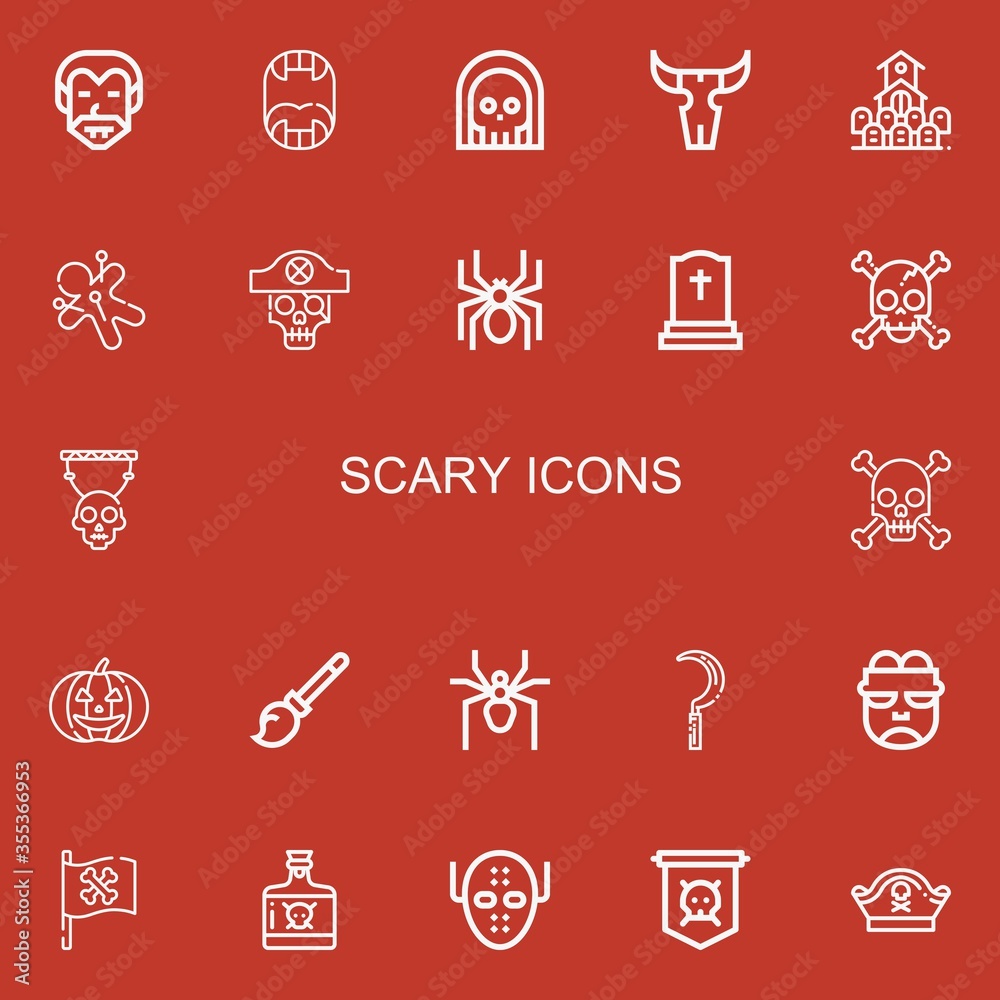 Fototapeta premium Editable 22 scary icons for web and mobile