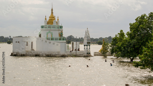 Mandalay, Myanmar - August 15th 2015 : landscape of u bein bridge in Mandalay, Myanmar
