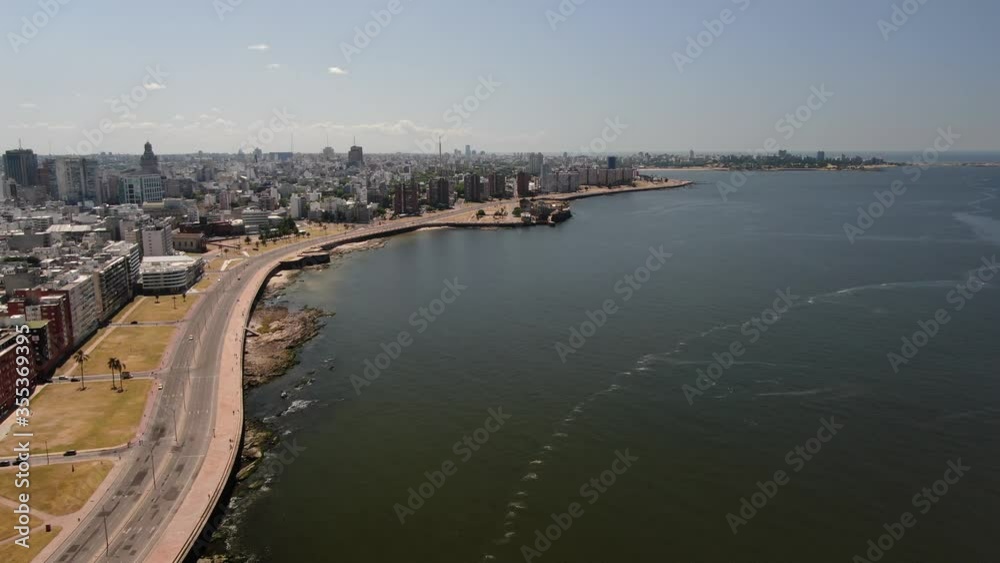 Aerial shot. City, beach, architecture Montevideo. Uruguay Aerial shot. City, beach, architecture Montevideo. Uruguay