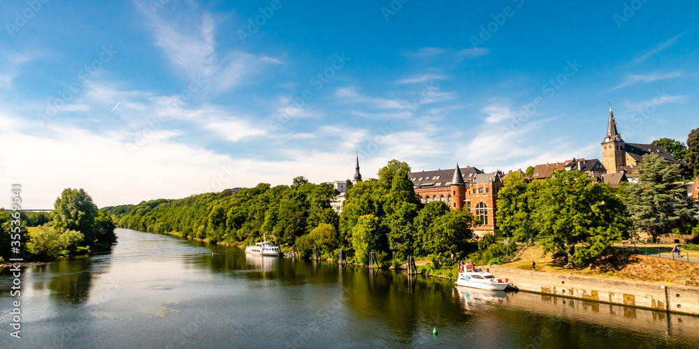 Panorama Blick auf Ruhr und Essen Kettwig Stock-Foto | Adobe Stock