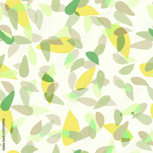 Seamless texture in the form of a drop or a petal. Summer background with green and yellow petals.