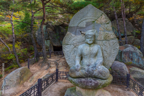 Buddha statue at Namsan national park in Republic of Korea photo