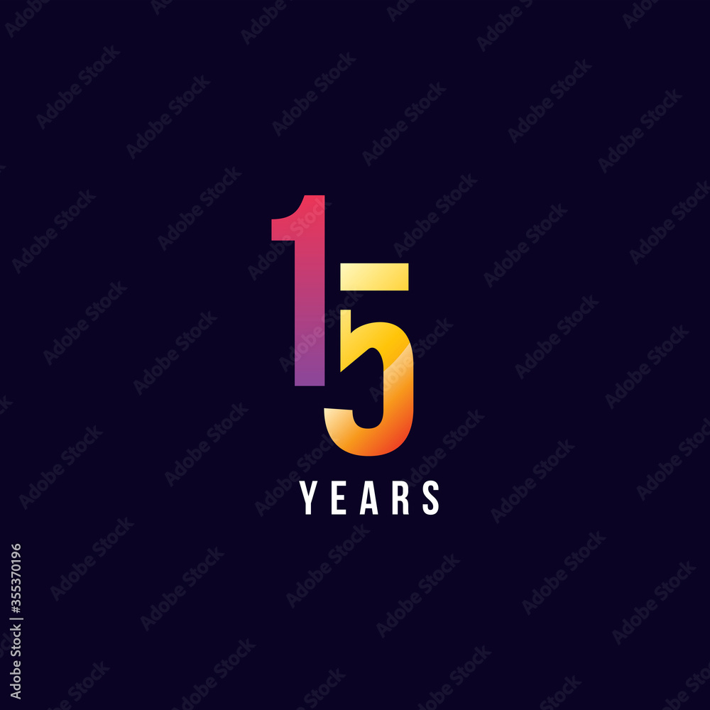 15 Years Anniversary Gradient Number Vector Design 15 Years Anniversary Gradient Number Vector Design