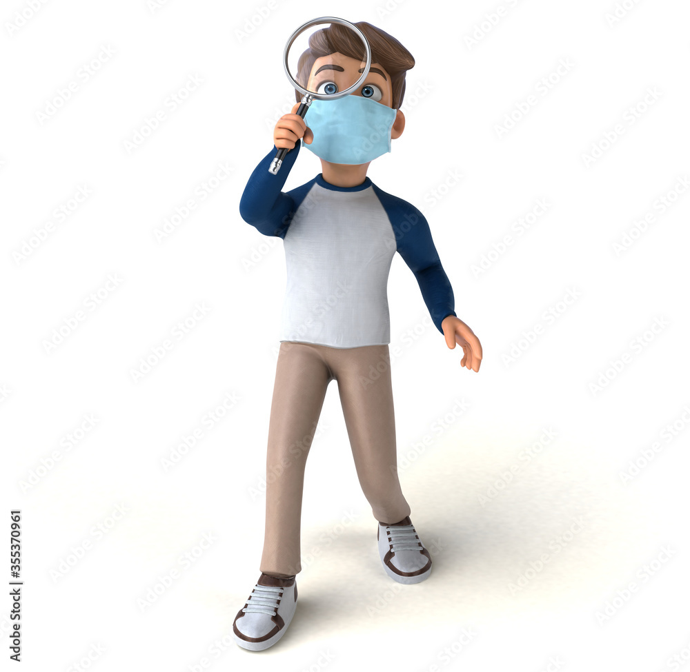 Fun cartoon kid character with a mask