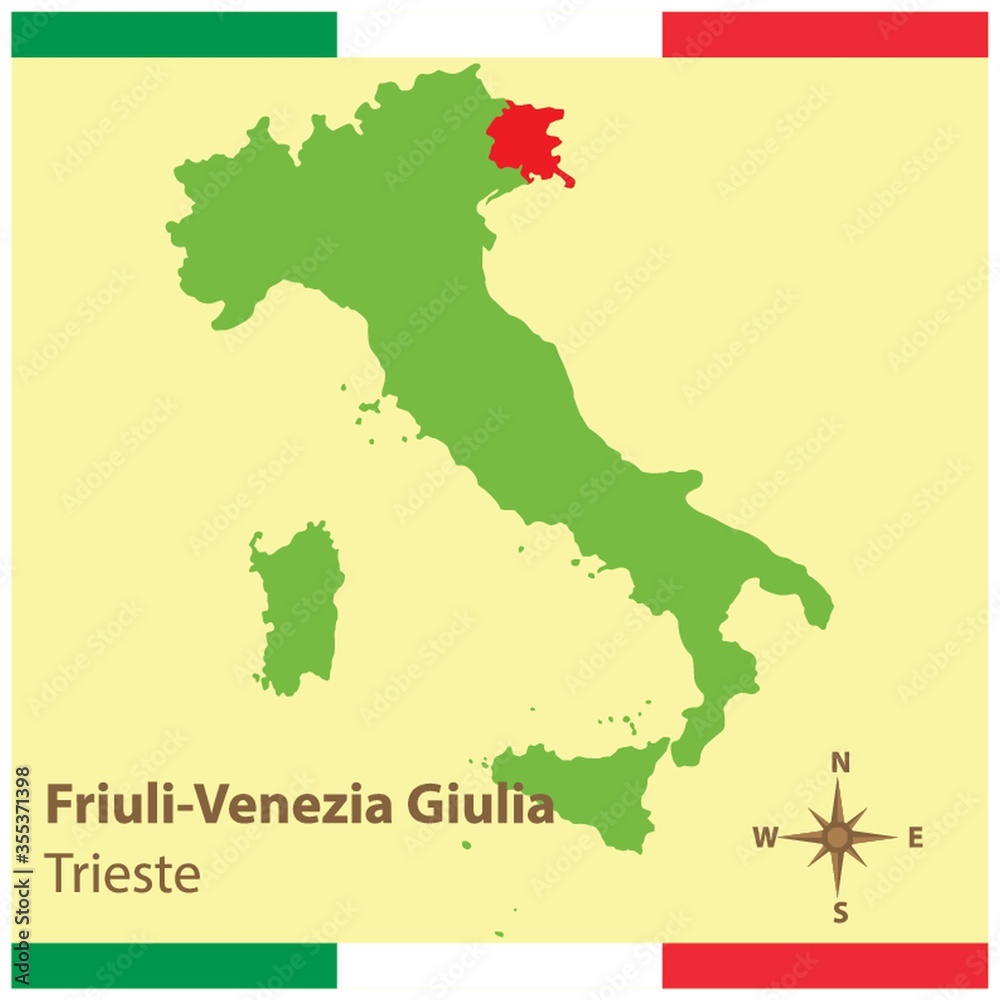 Obraz premium friuli-venezia giulia on italy map
