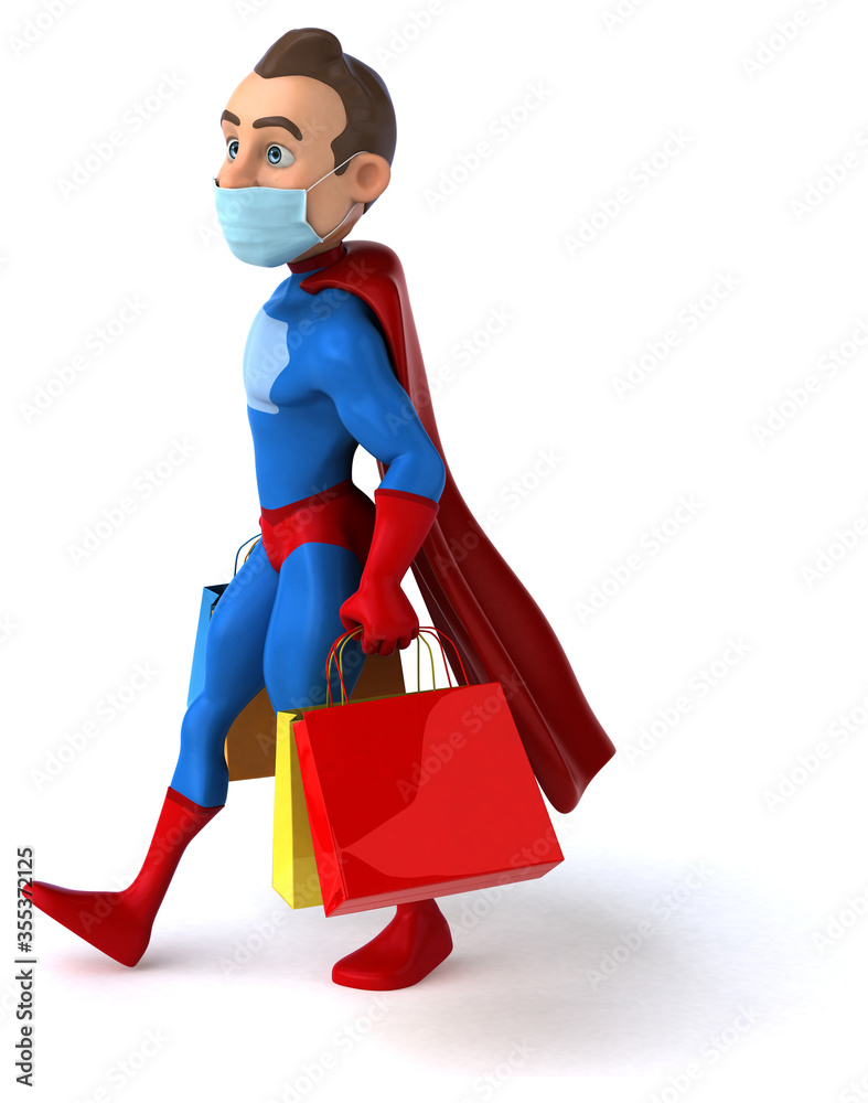 Fun cartoon superhero character with a mask Fun cartoon superhero character with a mask