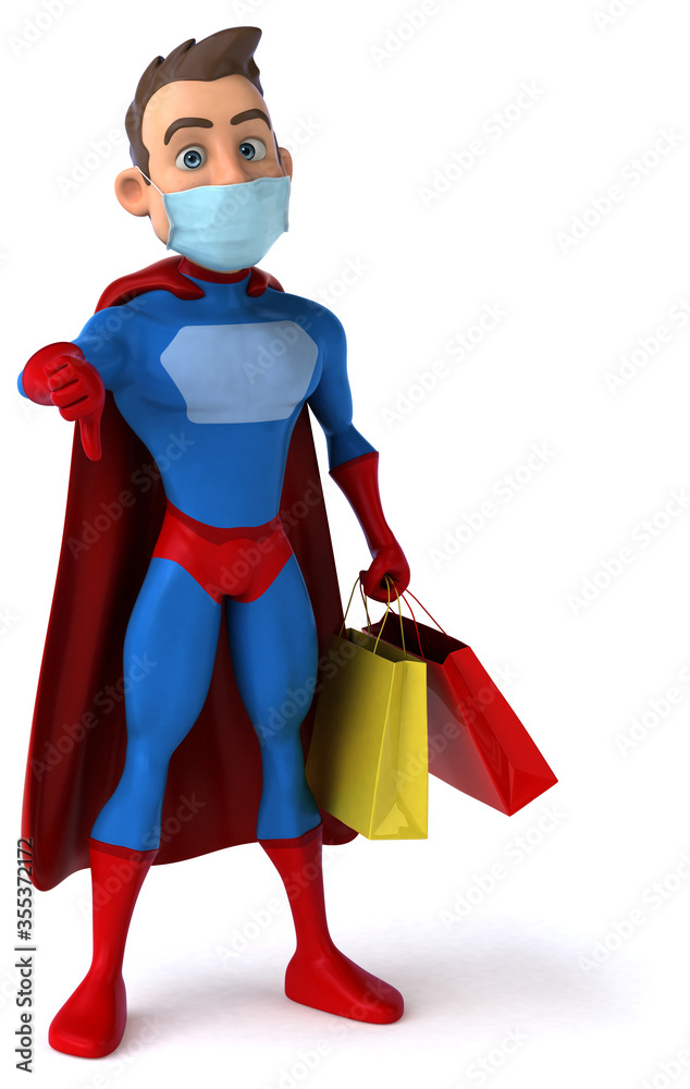 Fun cartoon superhero character with a mask Fun cartoon superhero character with a mask