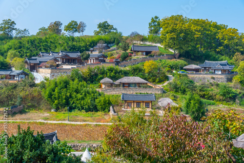 Traditional houses at Yangdong folk village in the Republic of Korea photo