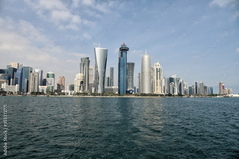 doha qatar cityscape in blue hours,