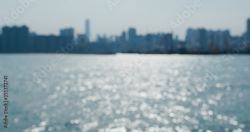 Photography Blurred city view at sunset time