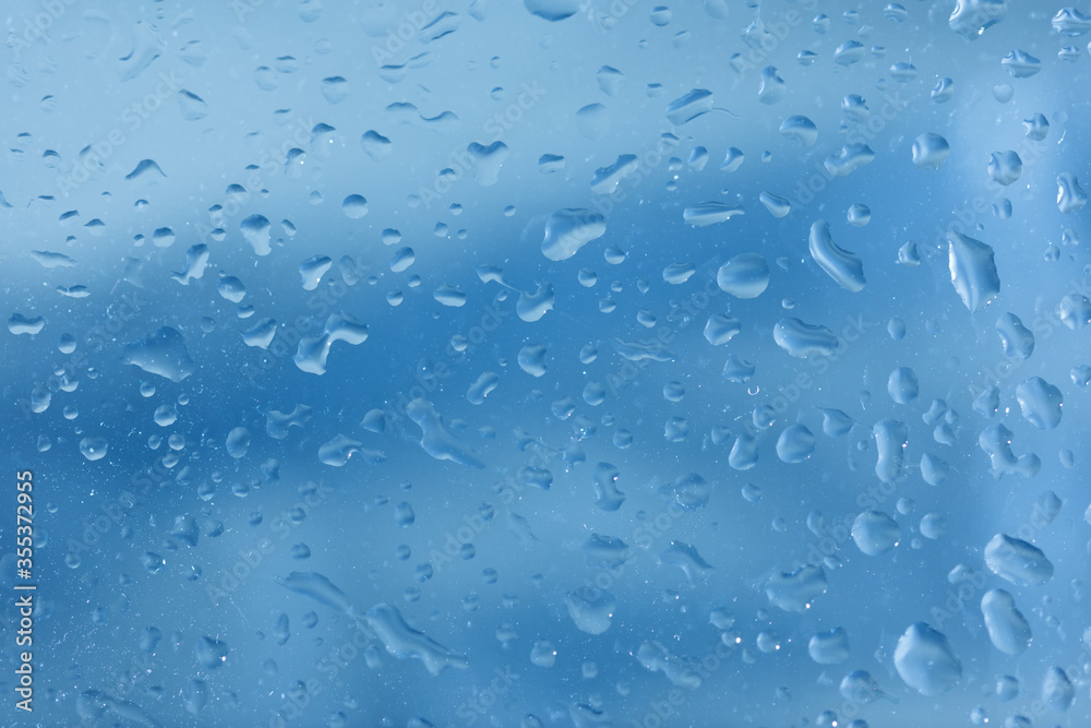 water drops on blue