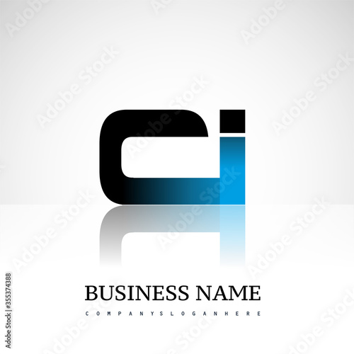 Initial letter CI uppercase modern and simple logo linked blue and black colored, isolated in white background. Vector design for company identity.