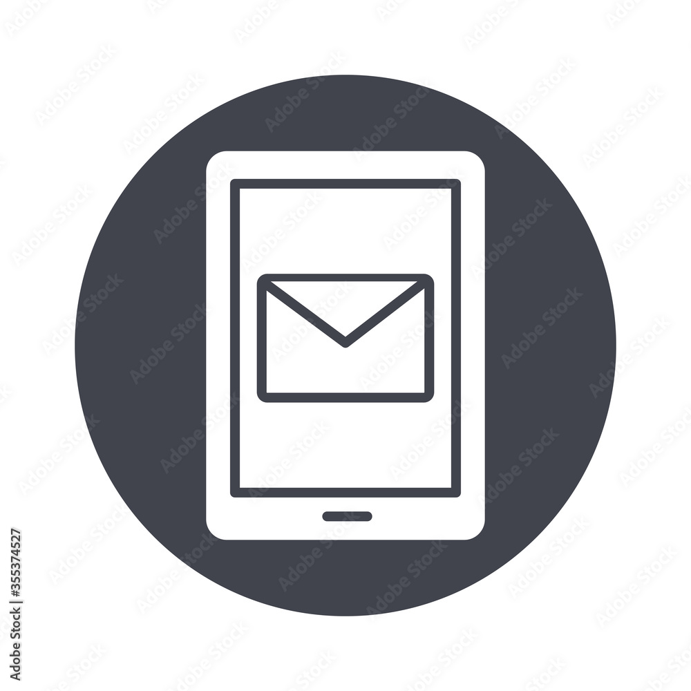 tablet with envelope mail line style tablet with envelope mail line style