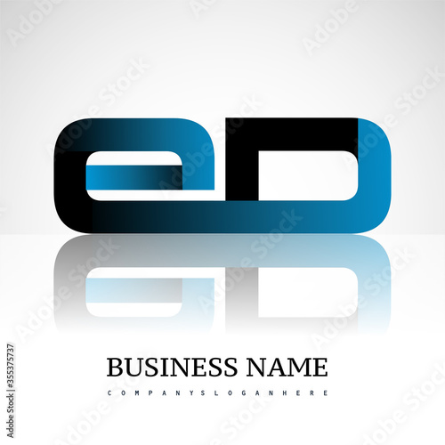 Initial letter ED uppercase modern and simple logo linked blue and black colored, isolated in white background. Vector design for company identity.