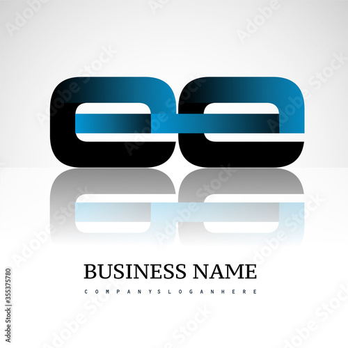 Initial letter EE uppercase modern and simple logo linked blue and black colored, isolated in white background. Vector design for company identity.