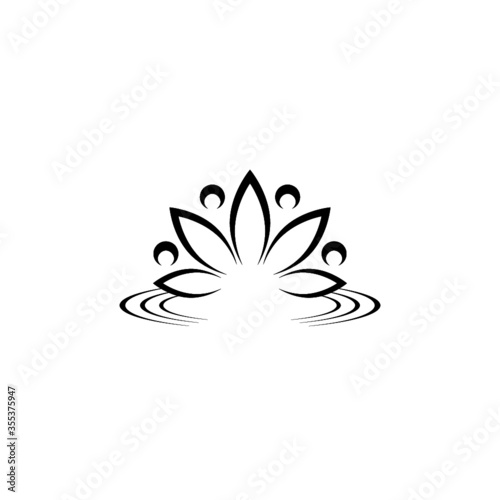 Lotus on water icon for web design isolated on white background