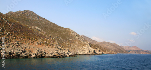 Rocky seashore of Symi Island  the Aegean Sea  Greece