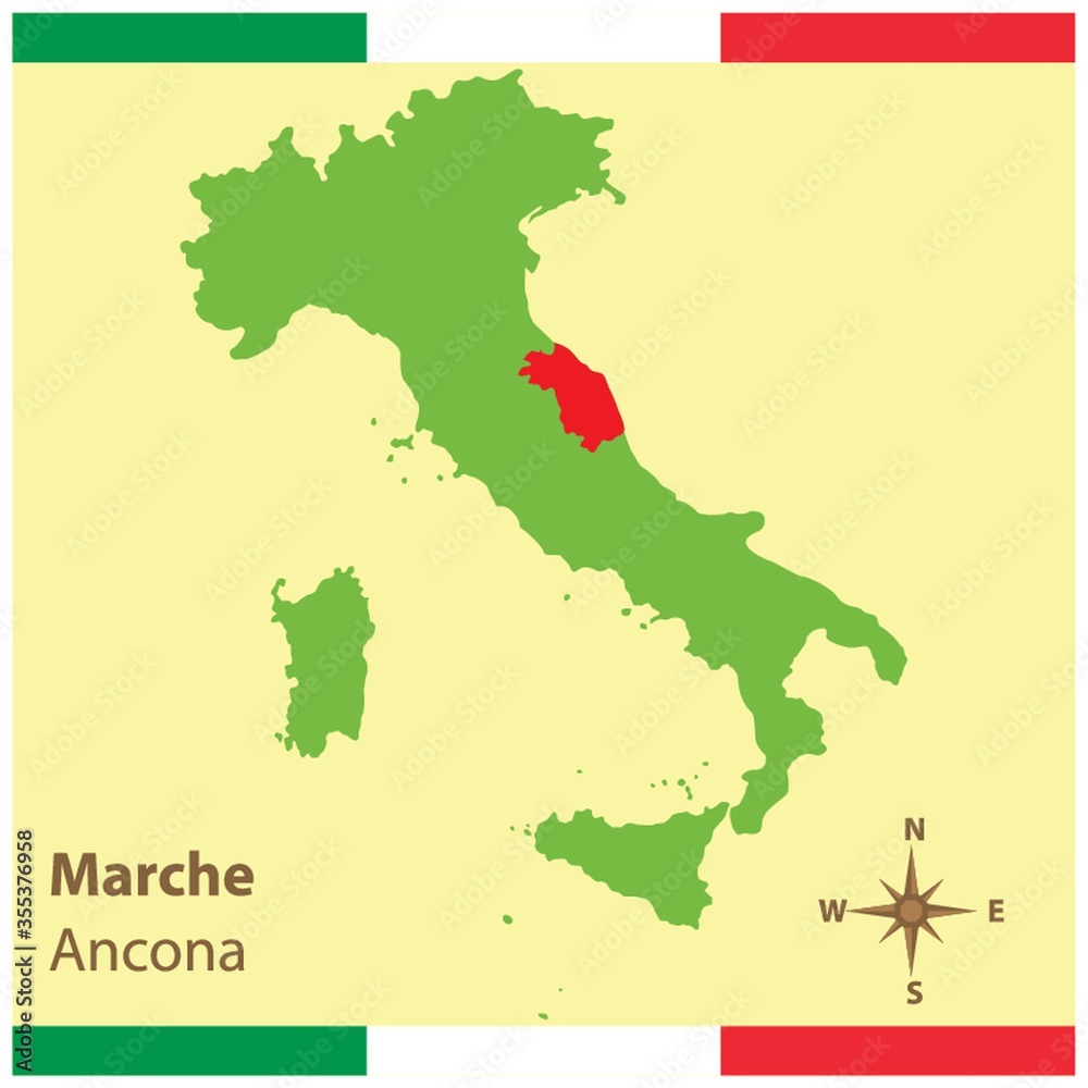 Obraz premium marche on italy map