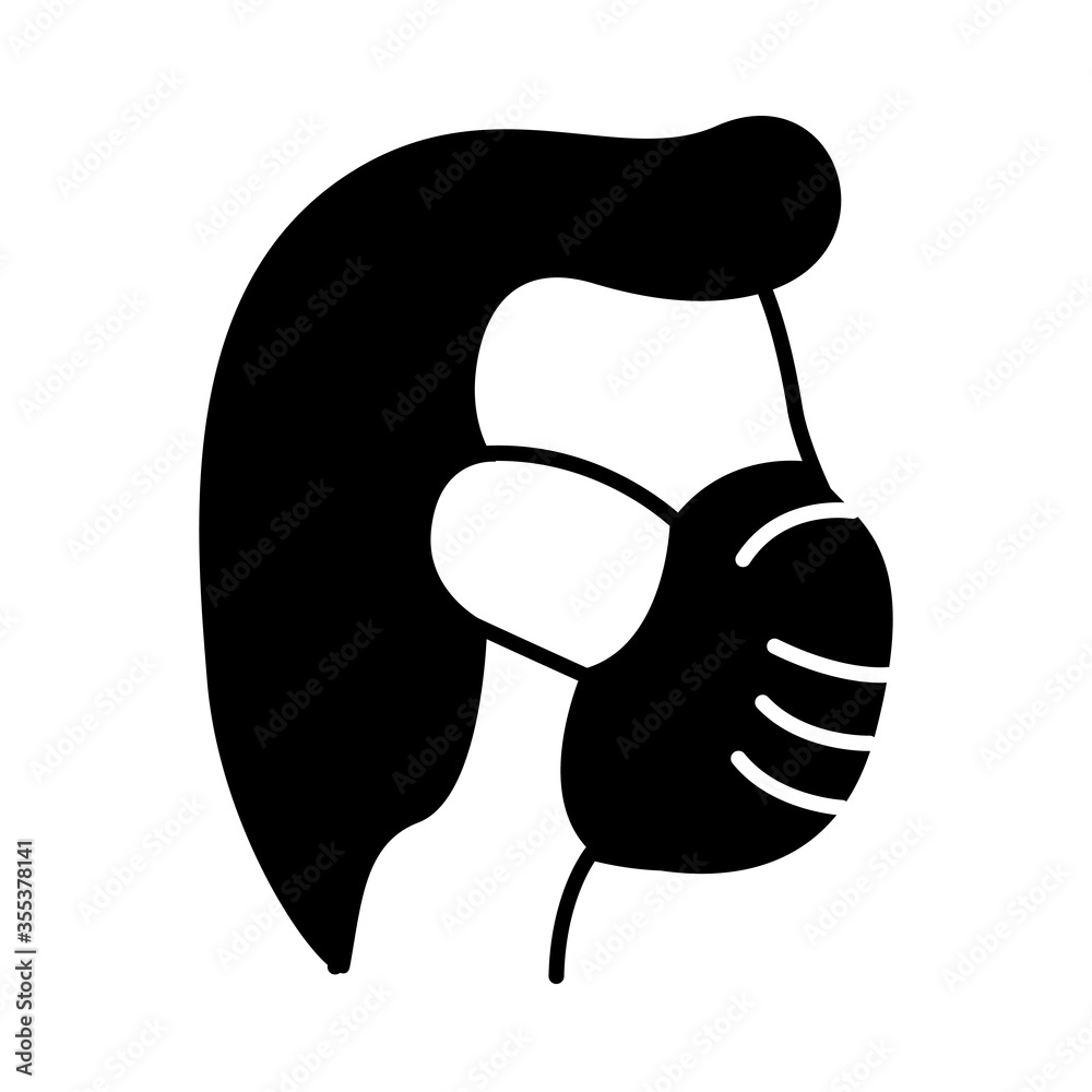 man using face mask silhouette style icon man using face mask silhouette style icon