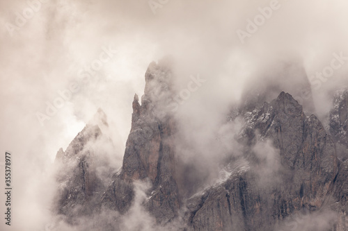 view on the Odle mount in a cloudy day - Val di Funes, Dolomites