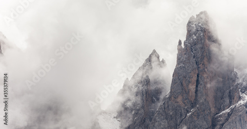 view on the Odle mount in a cloudy day - Val di Funes, Dolomites