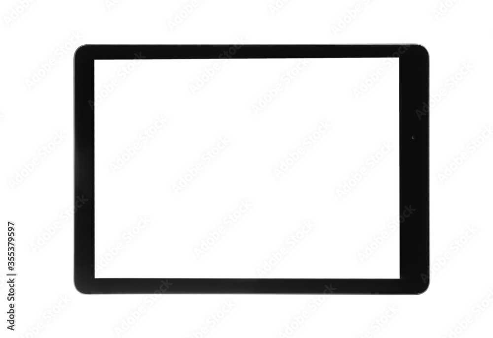 Tablet computer with blank screen isolated on white. Modern gadget - obrazy, fototapety, plakaty 