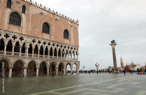 Ducal Palace in Venice during flood