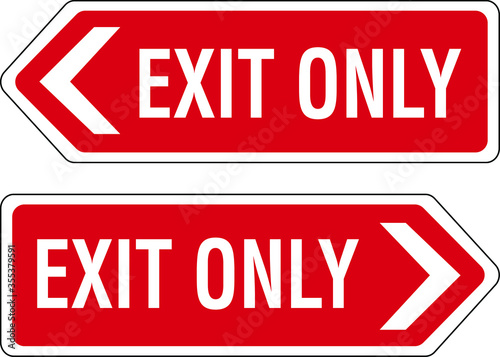 exit only no entrance no entry red notice sign board illustration