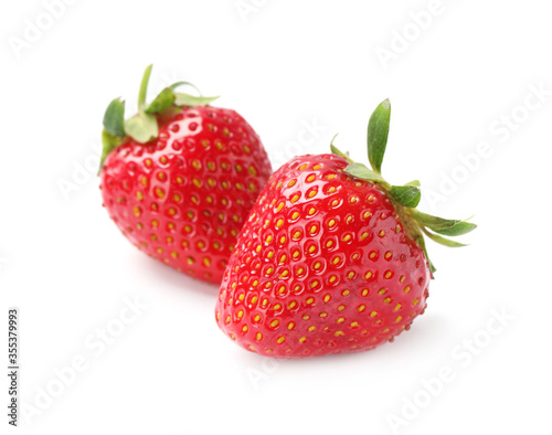 Delicious fresh ripe strawberries isolated on white