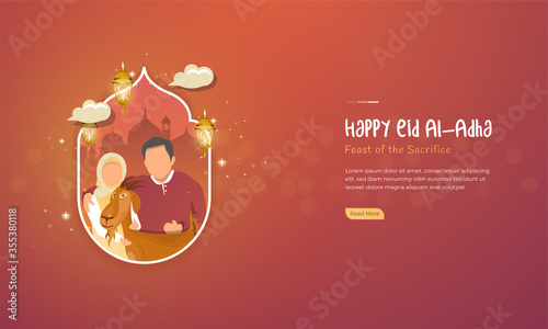 Eid al-Adha mubarak celebrations with sacrificing goats