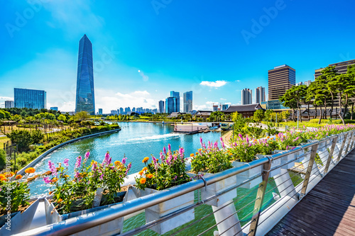 Beautiful Central Park View and Cityscape of Songdo International Business District, Incheon Metropolitan City, South Korea. photo