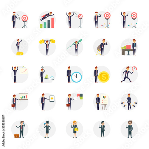 Business Characters Flat Icons Set