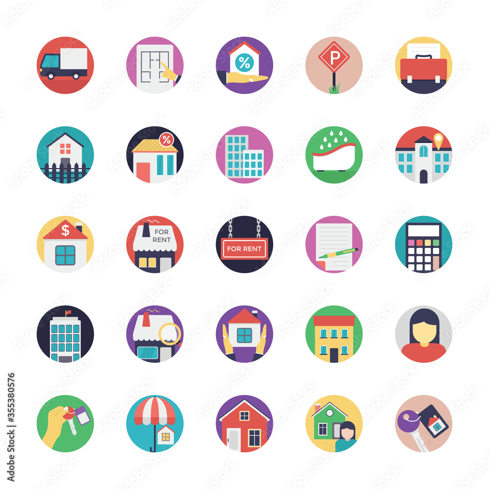Obraz premium Set of Real Estate Flat Icons 