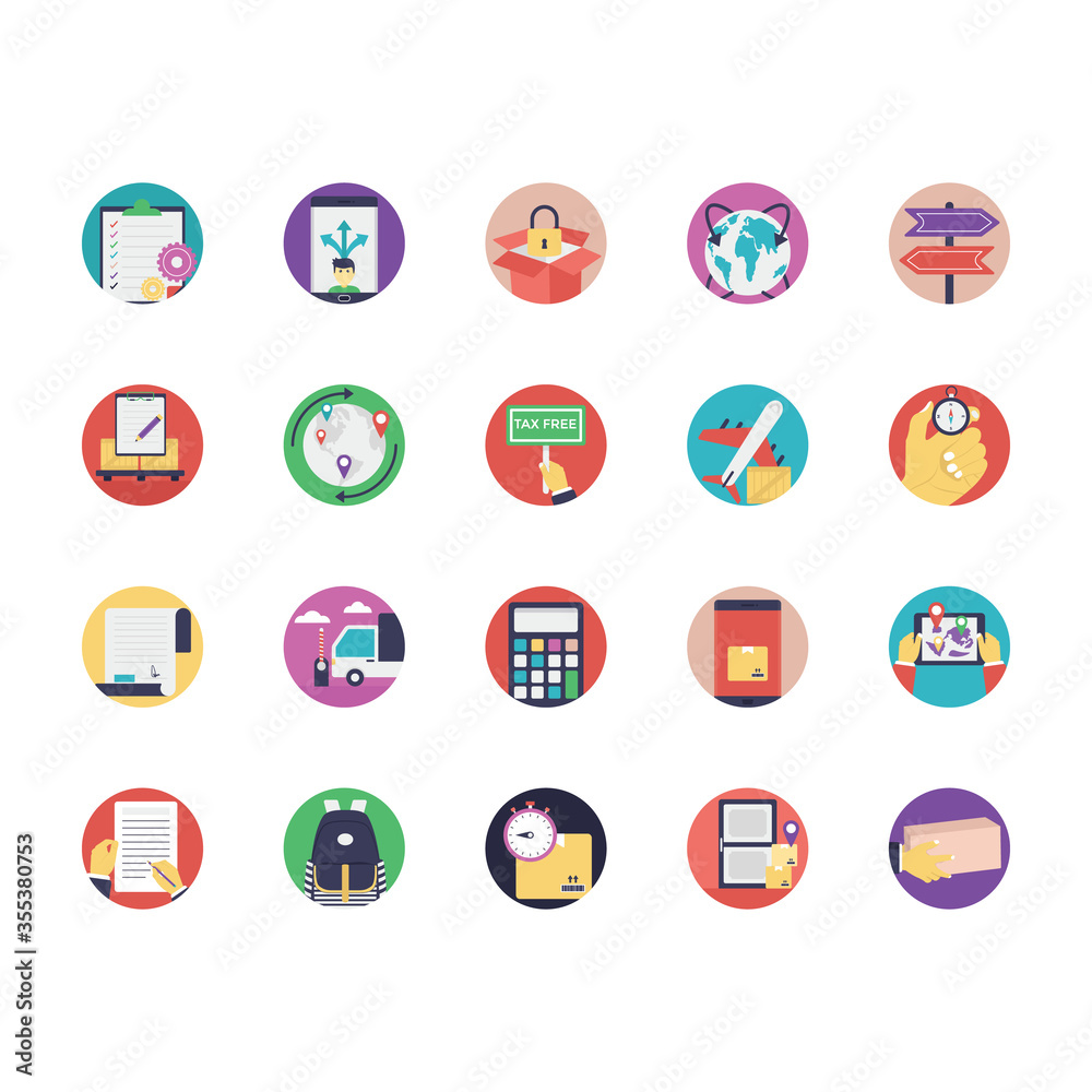 Collection of Logistics Flat Vector Icons Collection of Logistics Flat Vector Icons