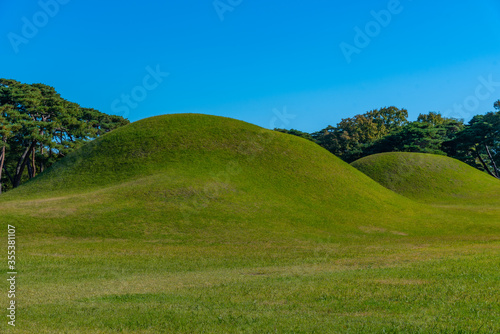 Silla Oreung royal tombs at Gyeongju, Republic of Korea photo