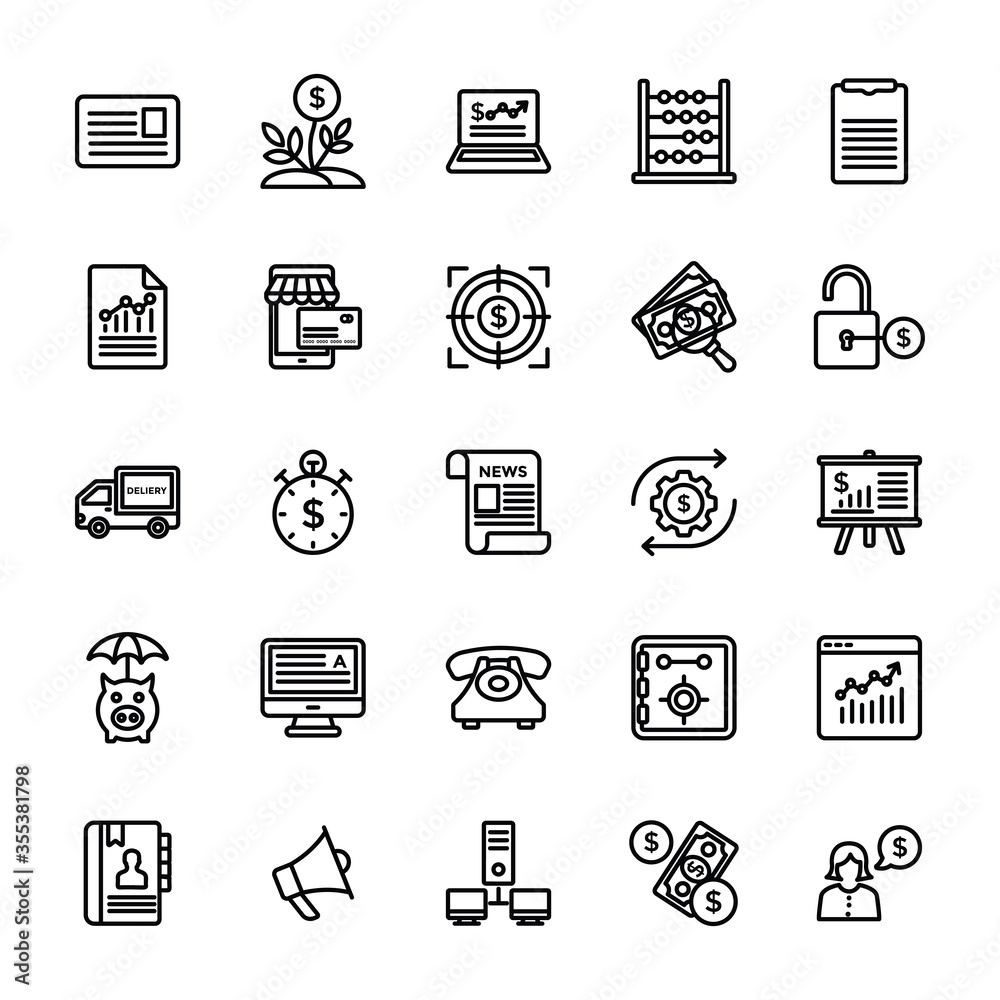 Set of Startup and New Business Line Vector Icons