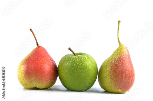 Apple fruits group on white background