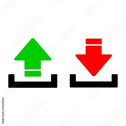 Arrow vector icon indicating download and upload, in and out.
