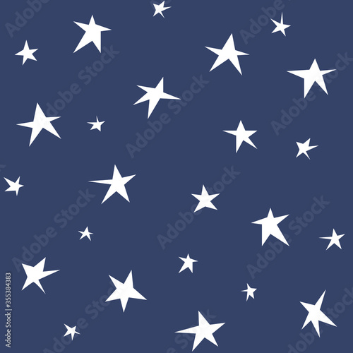 Seamless pattern with hand-drawn stars. Black and white background. Minimalistic style © Ксения Хомякова