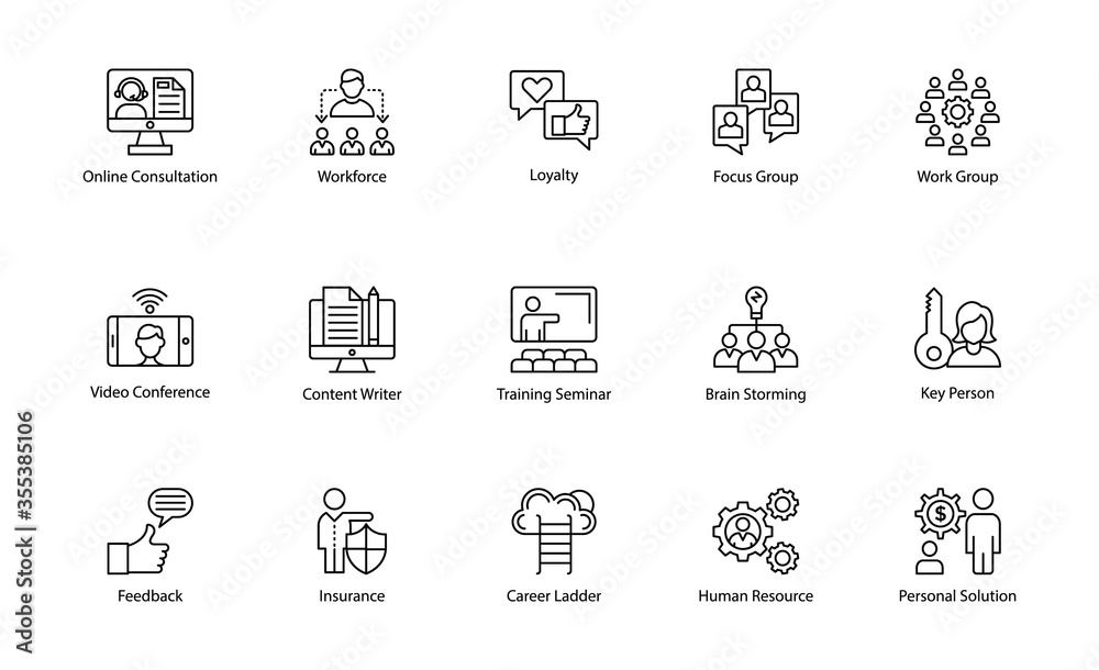 
Business Management Line Icons Collection 
